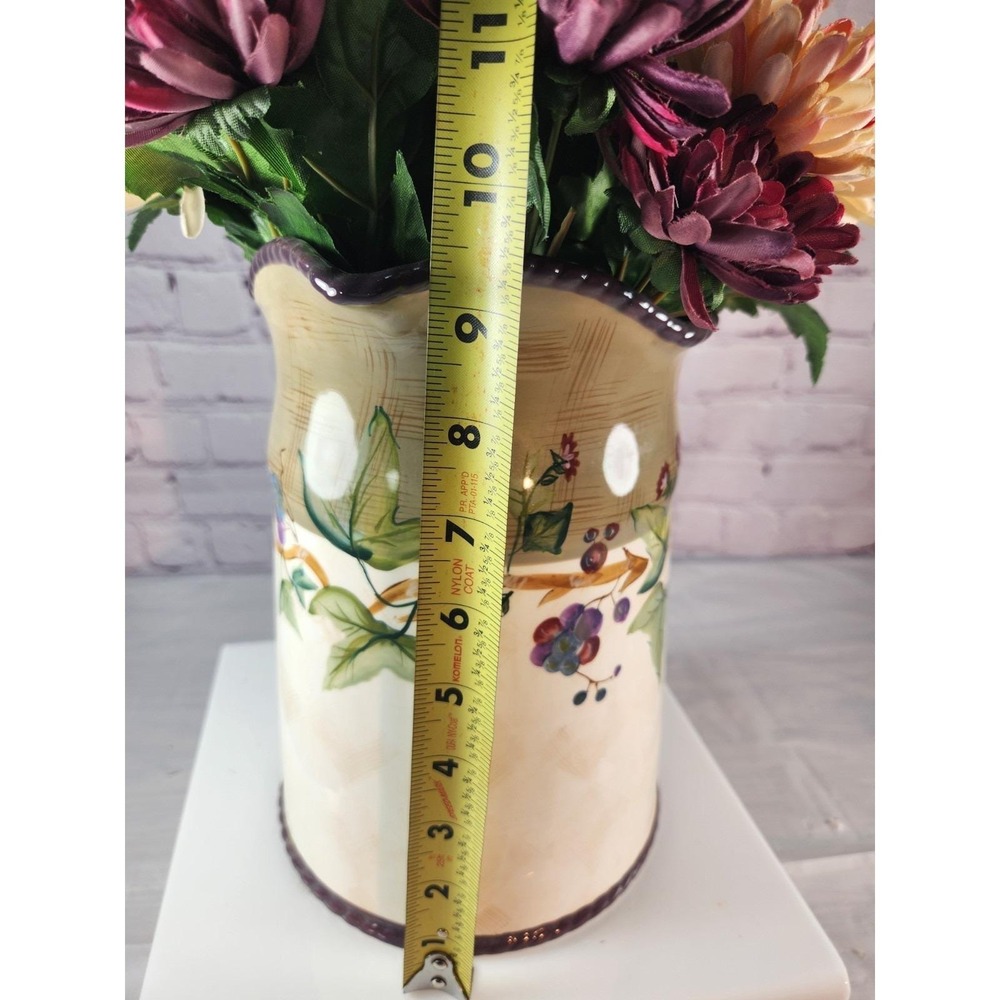 VTG Tracy Porter Pitcher Claret Collection Grape &Vine Hand Painted 9.5" Tall - Picture 4 of 8